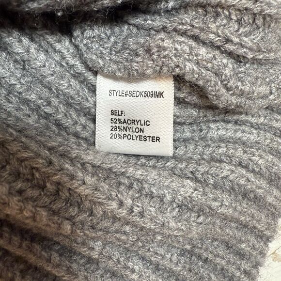 Dee Elly Sweater S Chunky Heavy Knit Ribbed Structured Pullover Cropped Gray - Picture 10 of 11